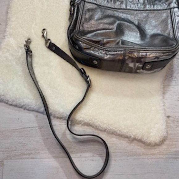 Coach Metallic Silver Crossbody Purse - Picture 10 of 15